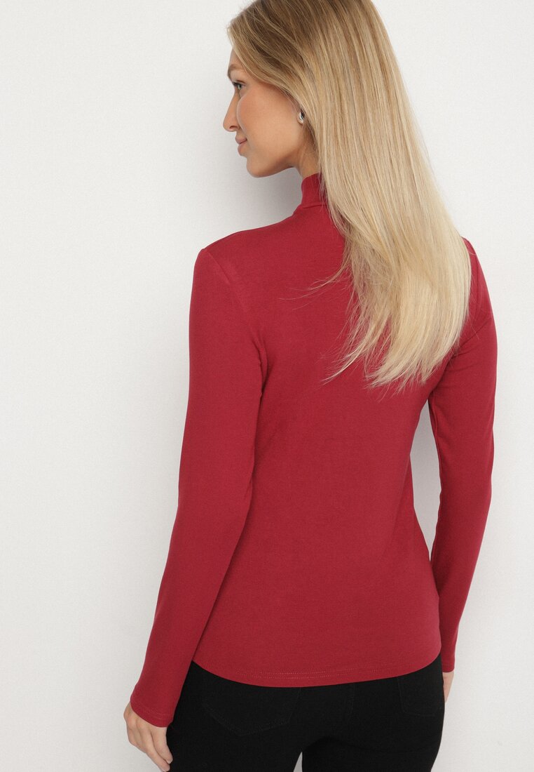Bordowa Bluzka Golf Typu Longsleeve Altera