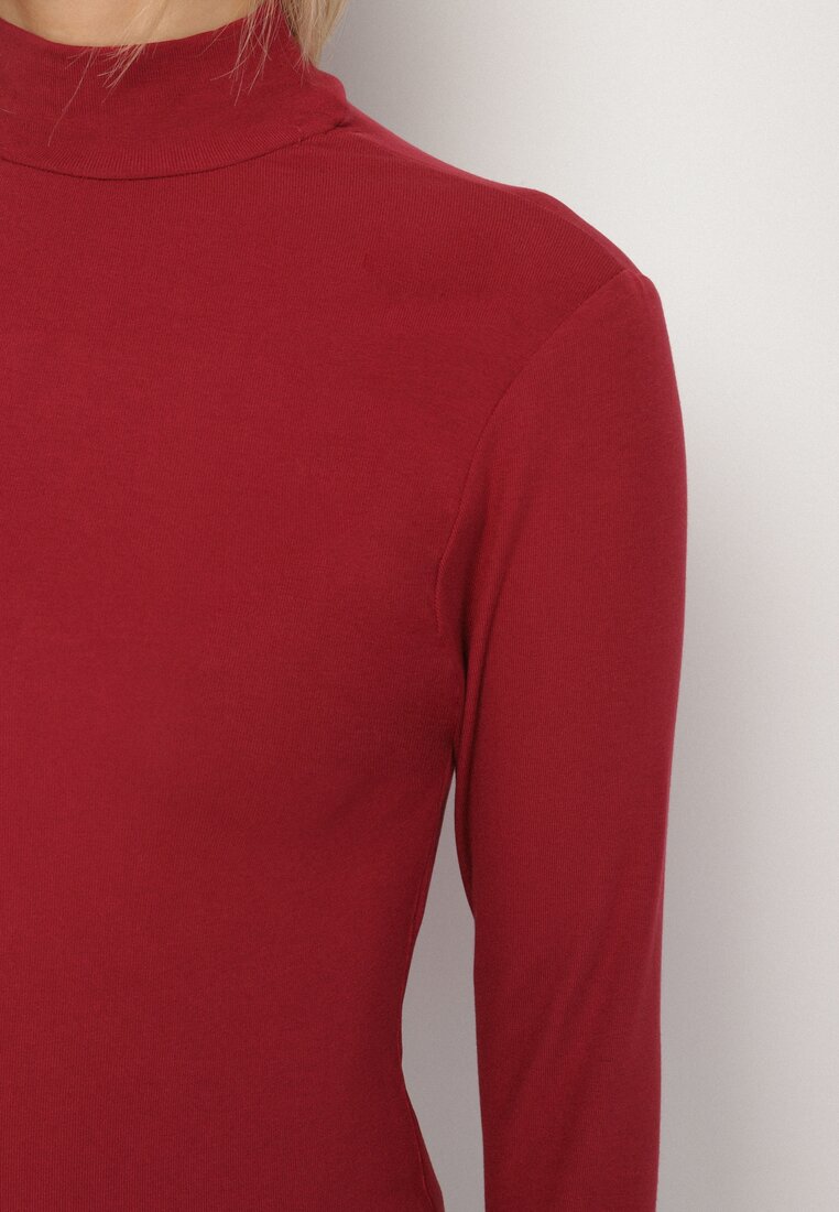 Bordowa Bluzka Golf Typu Longsleeve Altera