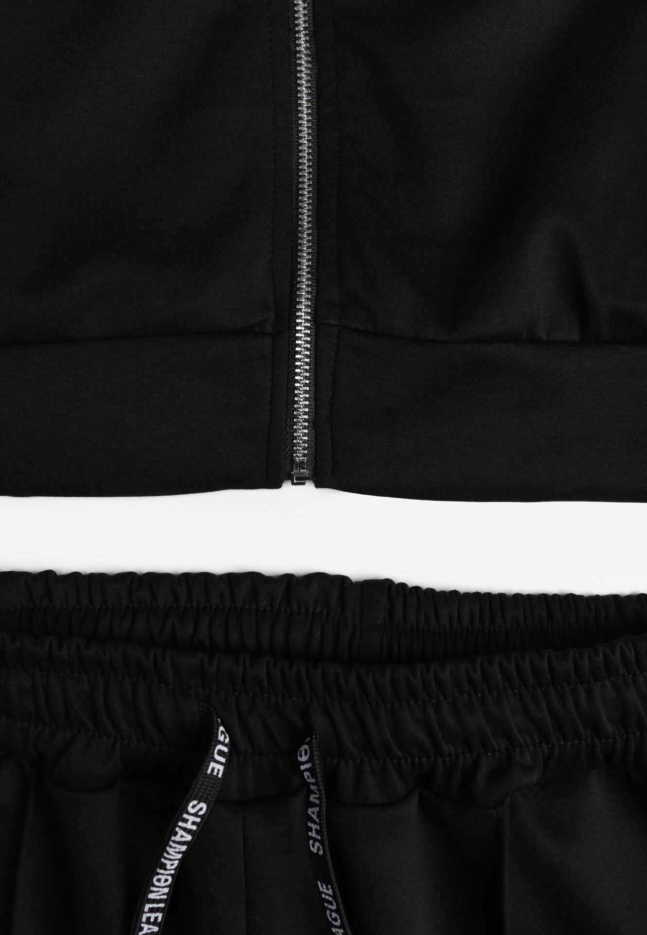 Czarny Bawełniany Komplet Dresowy Bluza na Suwak i Spodnie Tevrisa