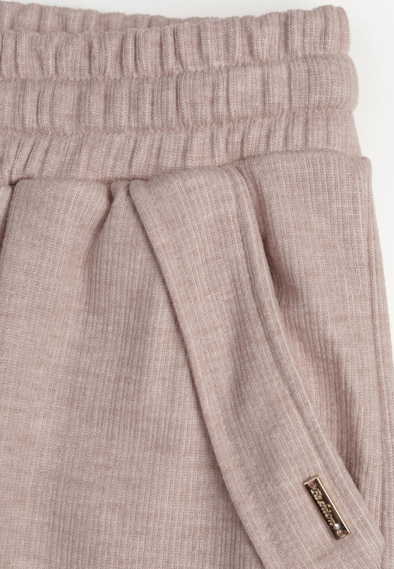 Beżowe Spodnie z Wysokim Stanem Ozdobione Sznurkami Akleria