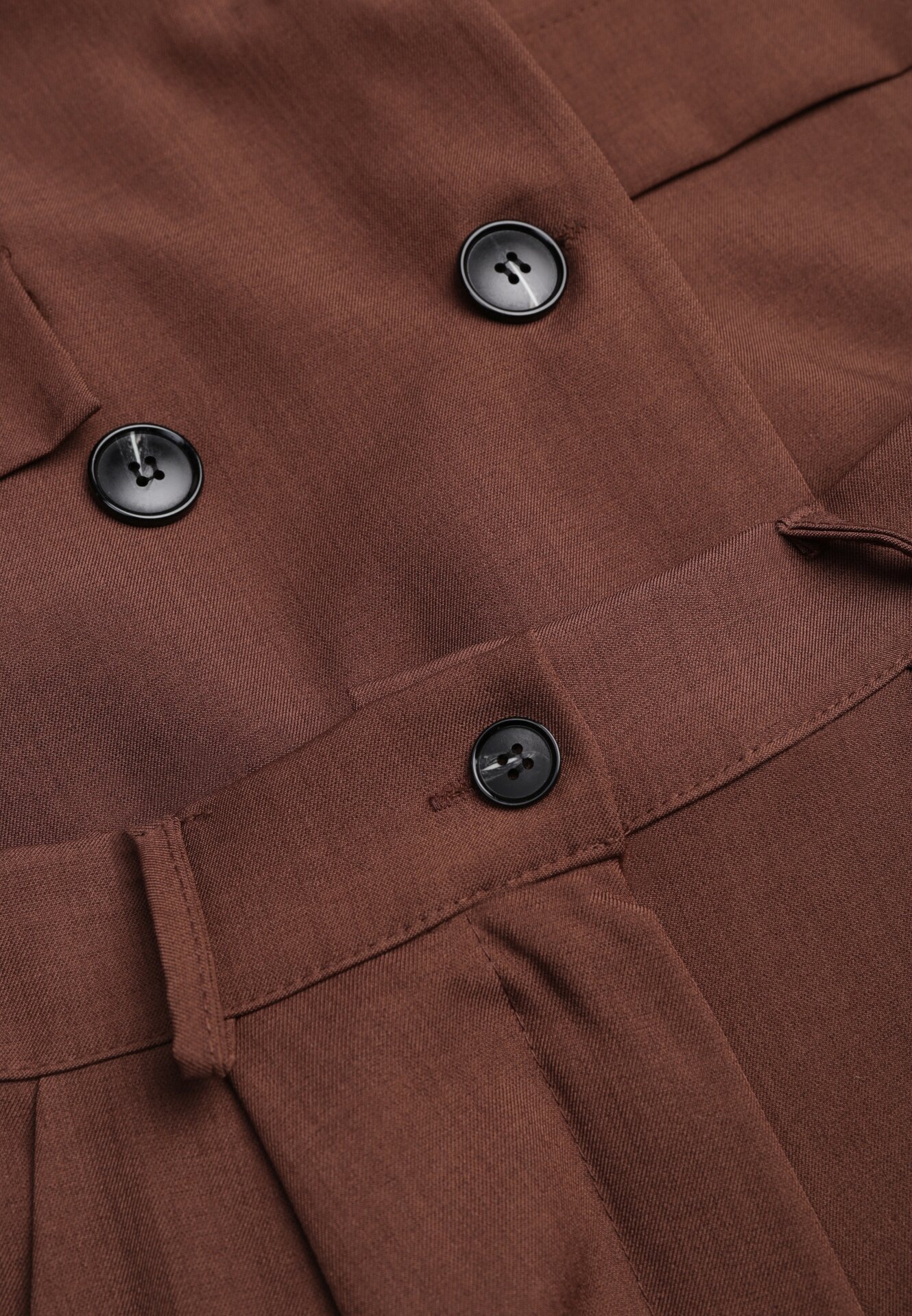 Brązowy Komplet Garniturowy Dwurzędowa Marynarka Oversize i Szerokie Spodnie Tevalda