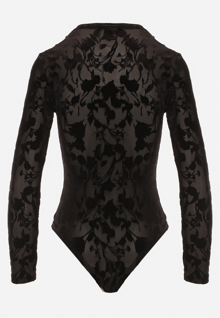 Czarne Body z Wiskozą i Welurowym Wzorem Zozelle