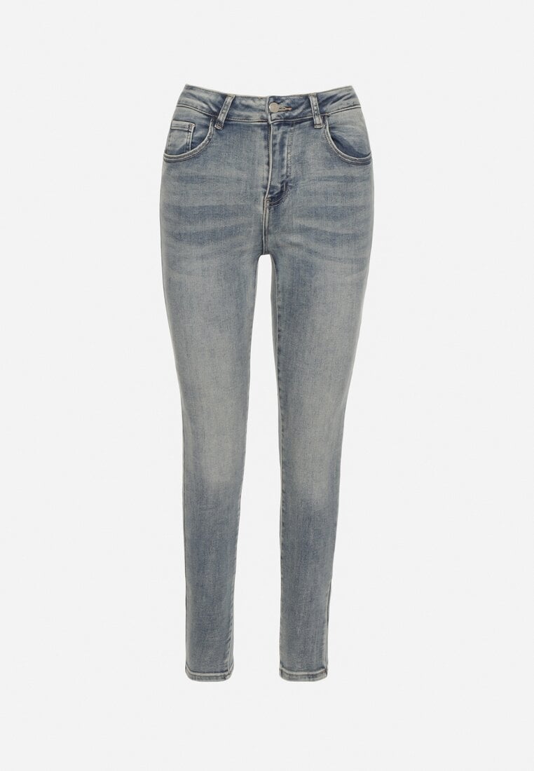 Niebieskie Jeansy Skinny z Bawełną z Regularnym Stanem Tevalka