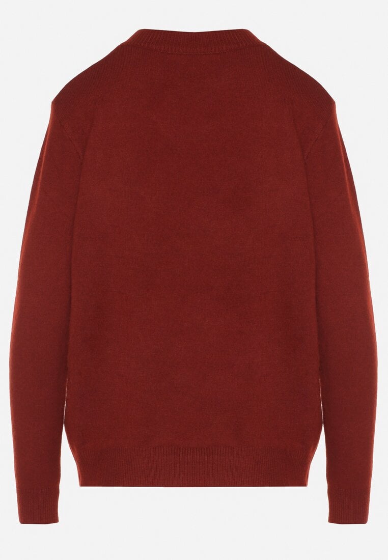 Bordowy Klasyczny Sweter z Wełną Mailira
