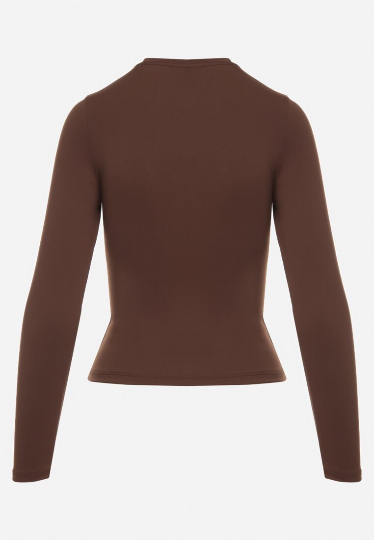 Brązowa Bluzka ana Bluzka Typu Longsleeve Lisfia