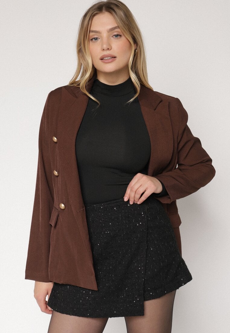 Czarne Spódnico-Szorty z Wełną i Cekinami Fedara