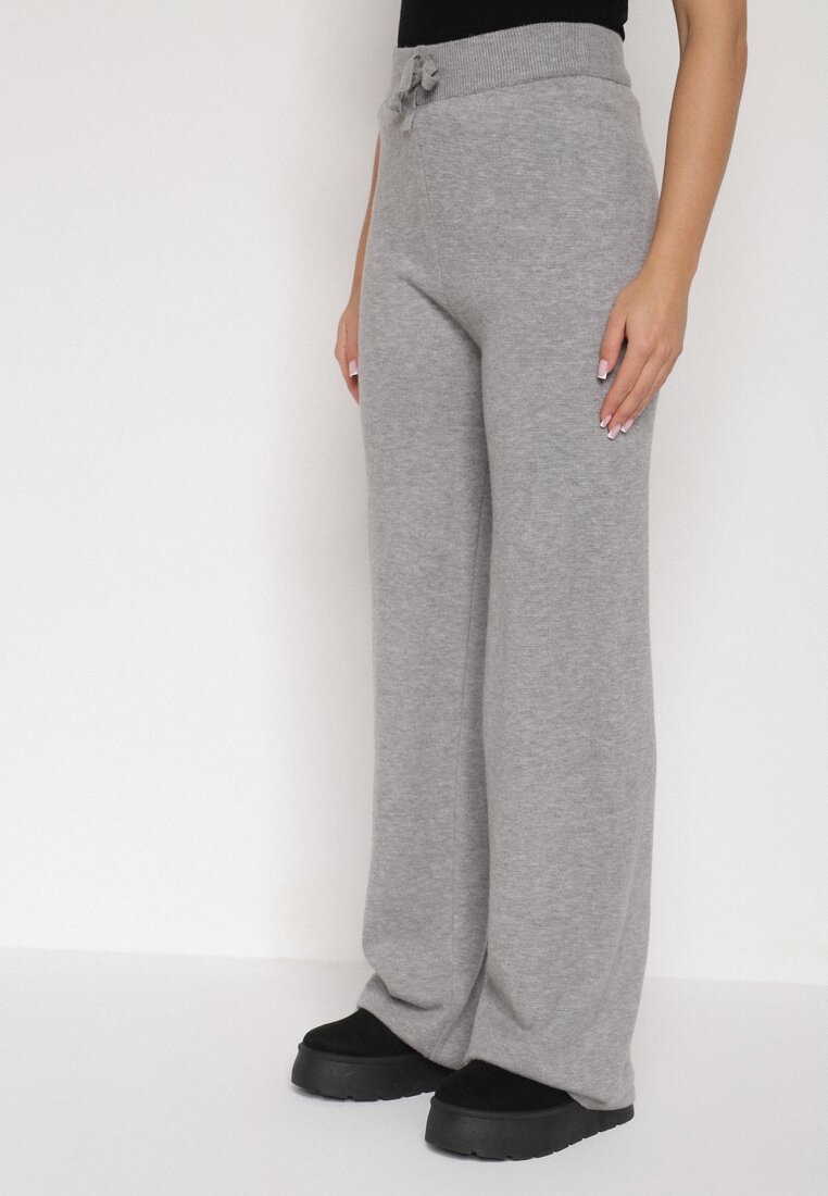 Ciemnoszary Komplet z Wełną i Bawełną Szerokie Spodnie i Rozpinana Bluzka z Kapturem Reikania