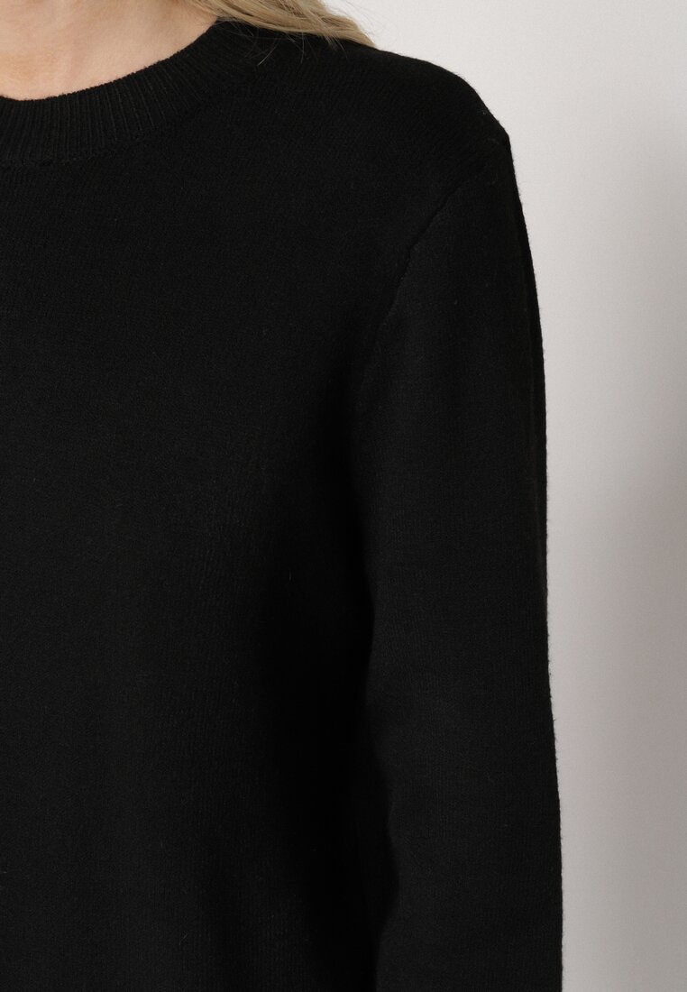 Czarny Casualowy Sweter z Wełną i Bawełną Nedalla