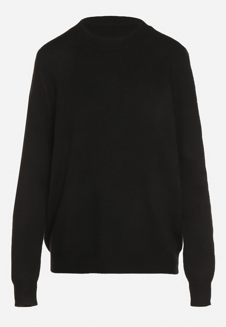 Czarny Casualowy Sweter z Wełną i Bawełną Nedalla