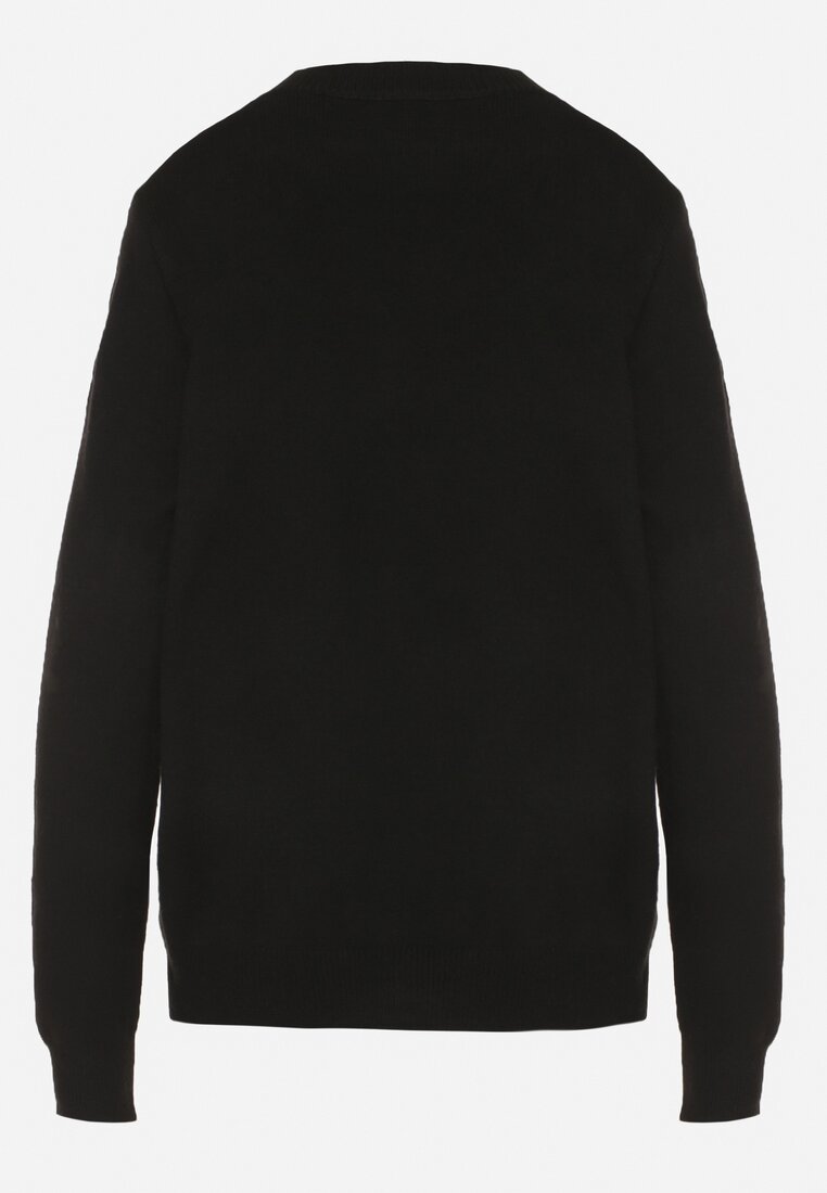 Czarny Casualowy Sweter z Wełną i Bawełną Nedalla