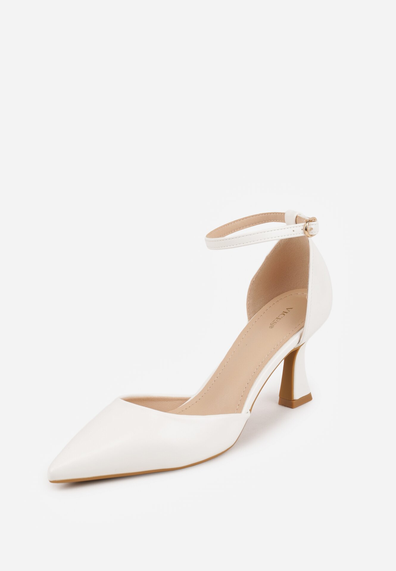 Białe Czółenka Vices ze Szpiczastym Noskiem na Obcasie Typu Klepsydra Nusorilis