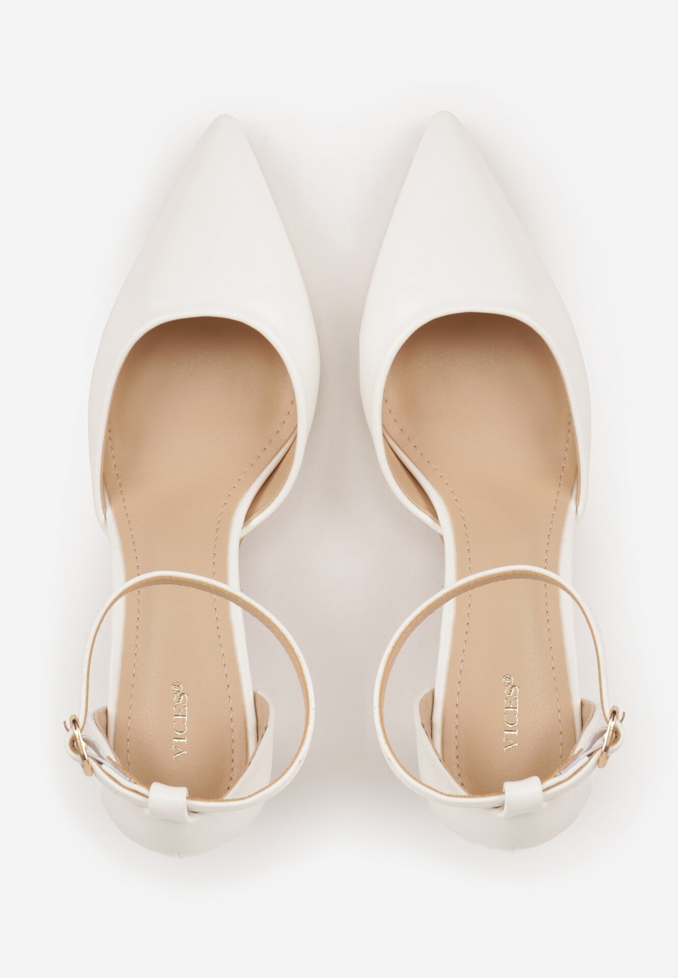 Białe Czółenka Vices ze Szpiczastym Noskiem na Obcasie Typu Klepsydra Nusorilis