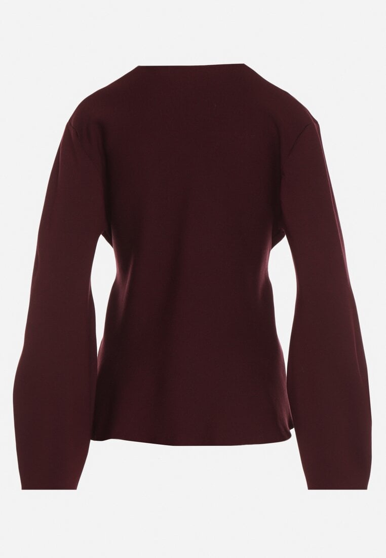 Bordowy Kardigan z Wiskozą i Wiązaniem w Pasie Tusvela