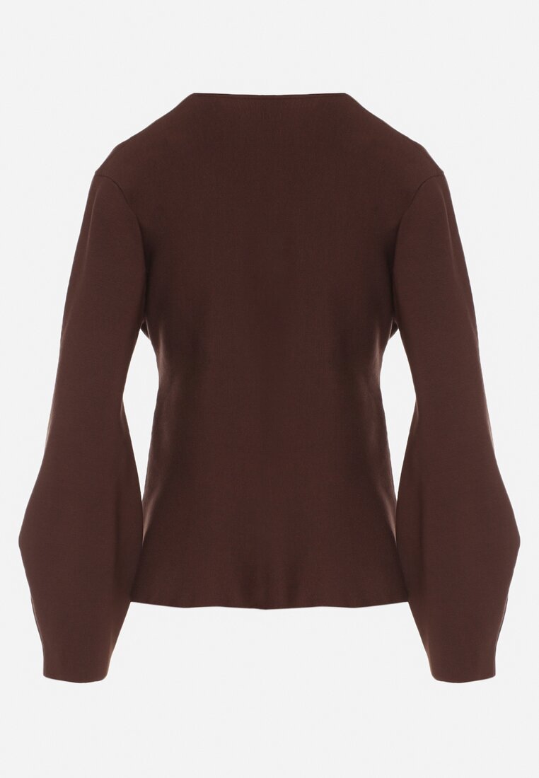 Brązowy Kardigan z Wiskozą i Wiązaniem w Pasie Tusvela