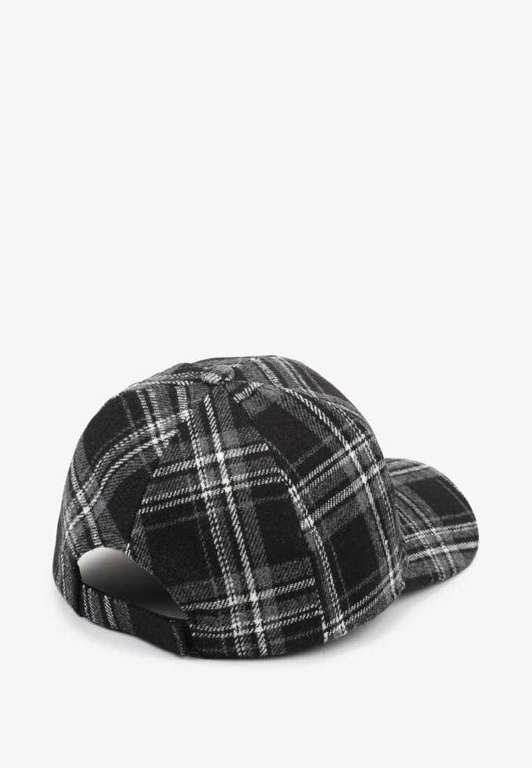 Czarna Czapka z Daszkiem w Kratkę Venesse
