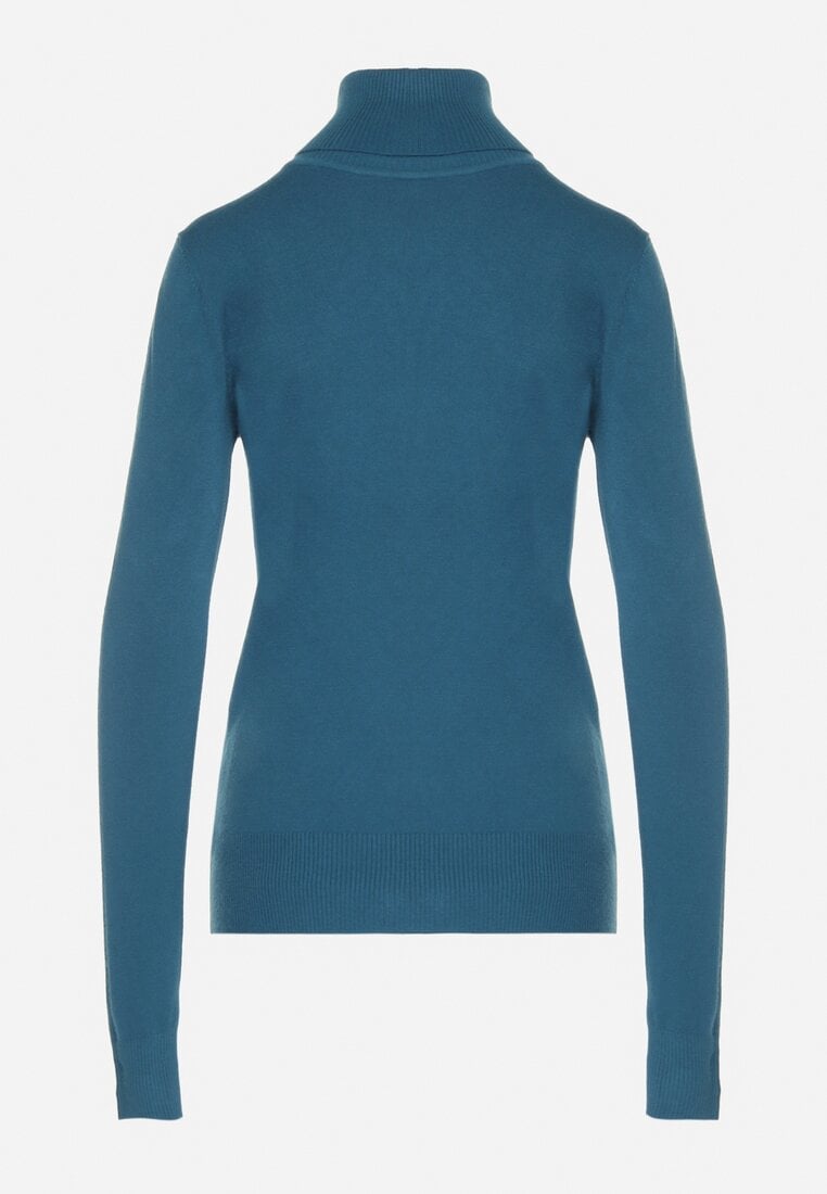 Granatowy Golf Sweter z Wiskozą i Kaszmirem Zailaya