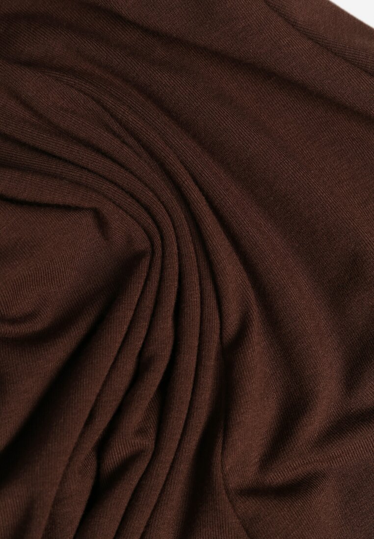 Brązowa Bawełniana Sukienka o Rozkloszowanym Kroju Tuselenea