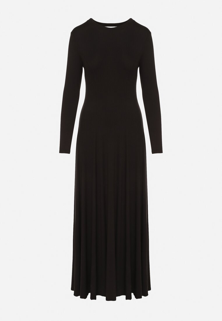 Czarna Bawełniana Sukienka o Rozkloszowanym Kroju Tuselenea