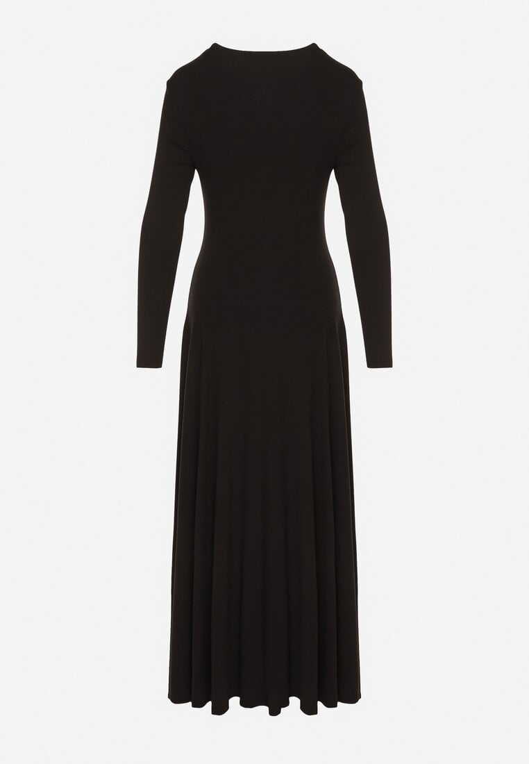 Czarna Bawełniana Sukienka o Rozkloszowanym Kroju Tuselenea