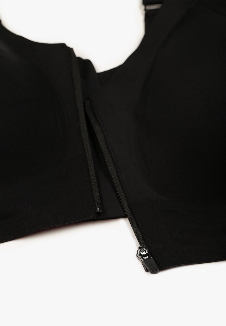 Czarny Sportowy Biustonosz z Suwakiem z Przodu Eziline