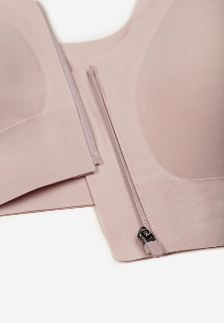 Jasnofioletowy Sportowy Biustonosz z Suwakiem z Przodu Eziline