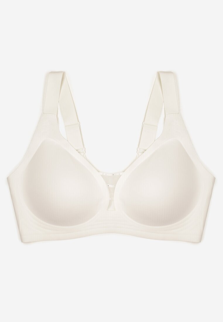 Biały Biustonosz z Prążkowanego Materiału Ezimere