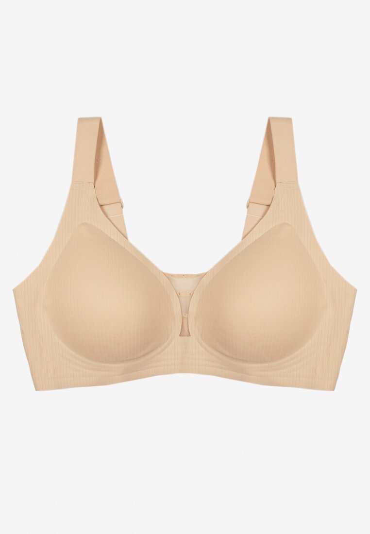 Jasnobeżowy Biustonosz z Prążkowanego Materiału Ezimere