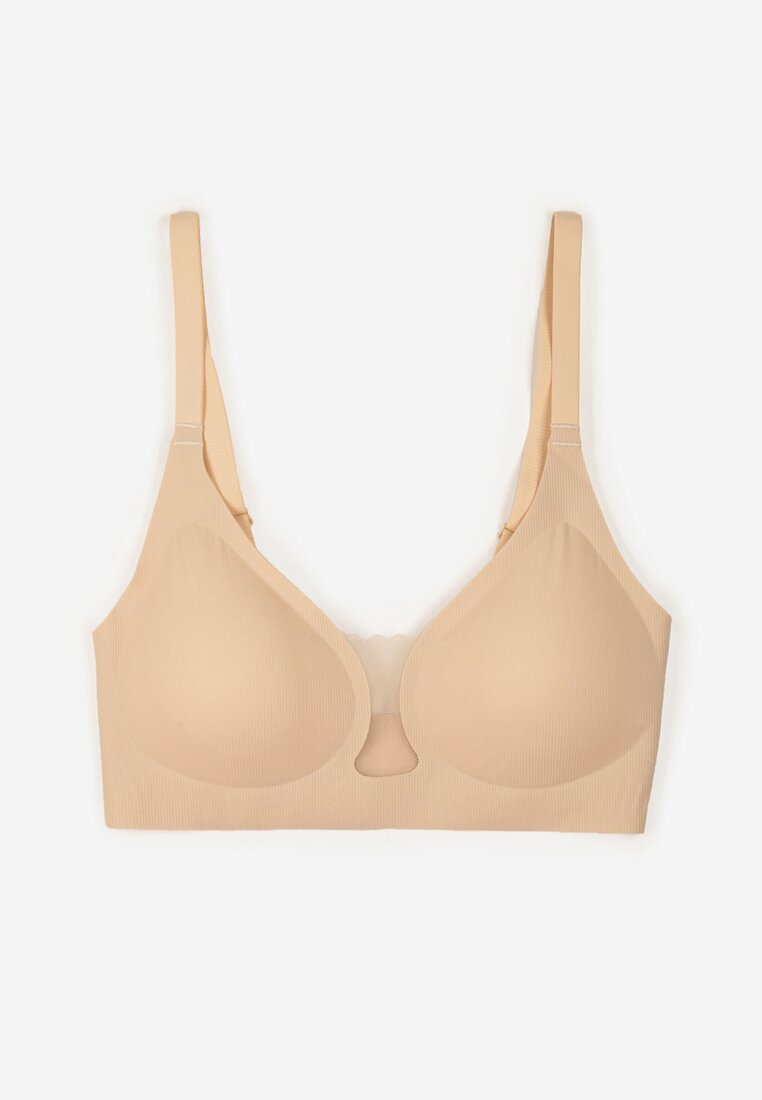 Beżowy Biustonosz z Ozdobnym Wycięciem Ezirelle