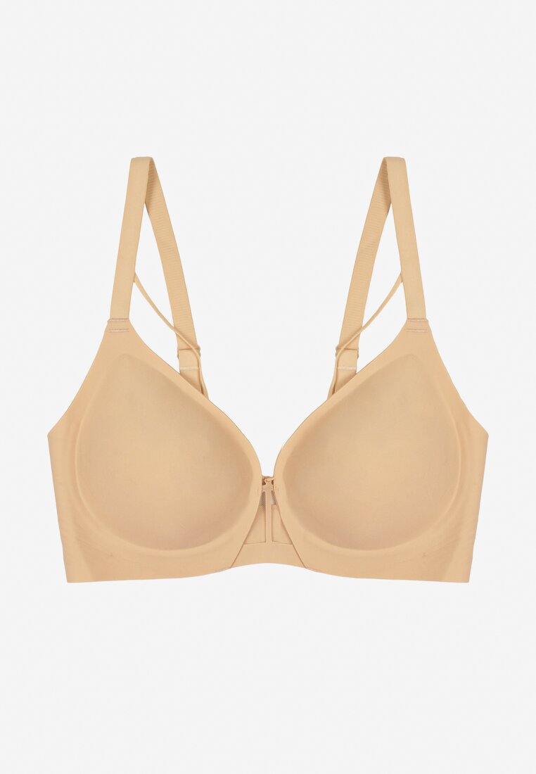 Beżowy Biustonosz z Ozdobnymi Paskami Zetessa