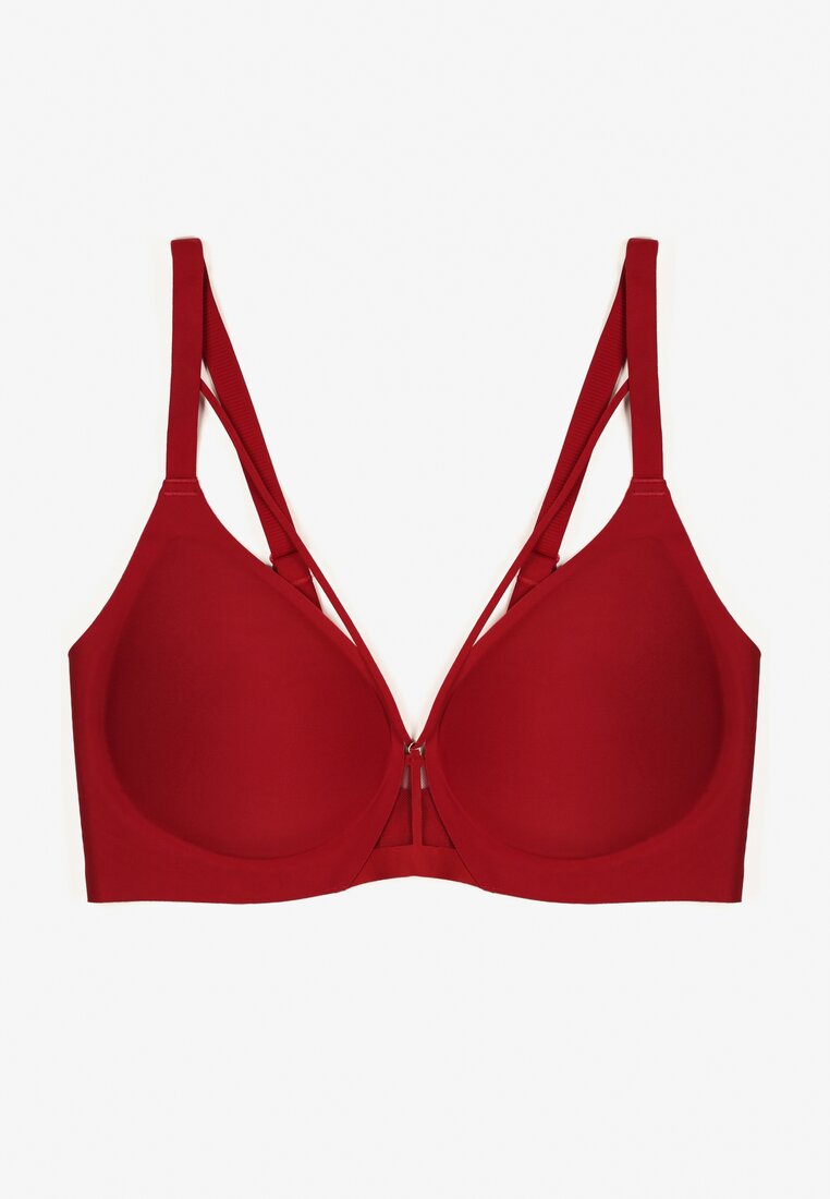 Bordowy Biustonosz z Ozdobnymi Paskami Zetessa