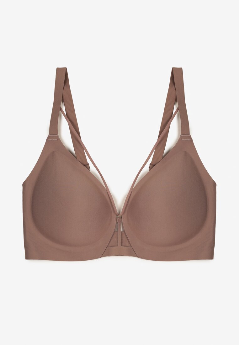 Ciemnobeżowy Biustonosz z Ozdobnymi Paskami Zetessa