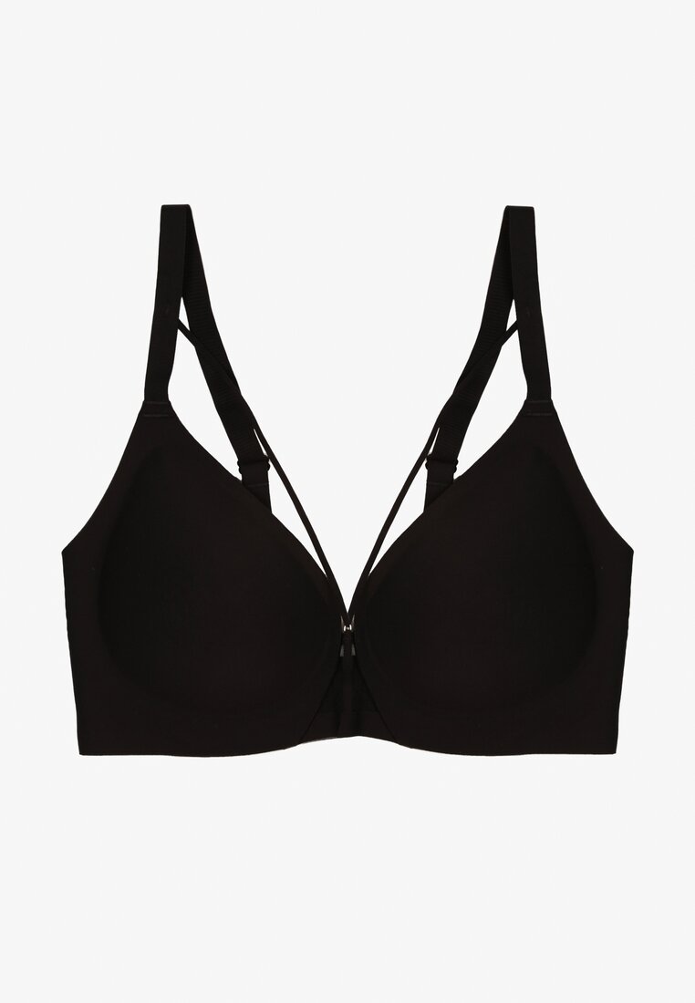 Czarny Biustonosz z Ozdobnymi Paskami Zetessa