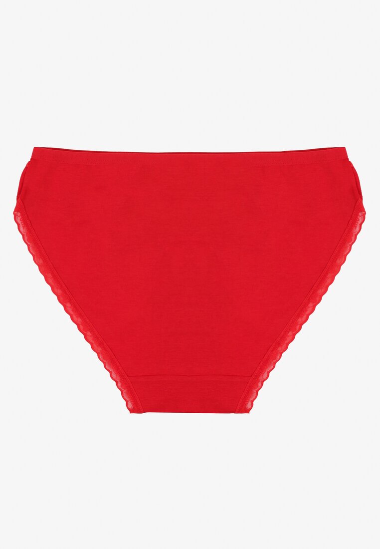 Czerwone Bawełniane Majtki Typu Figi z Koronką i Kokardą Zeteria
