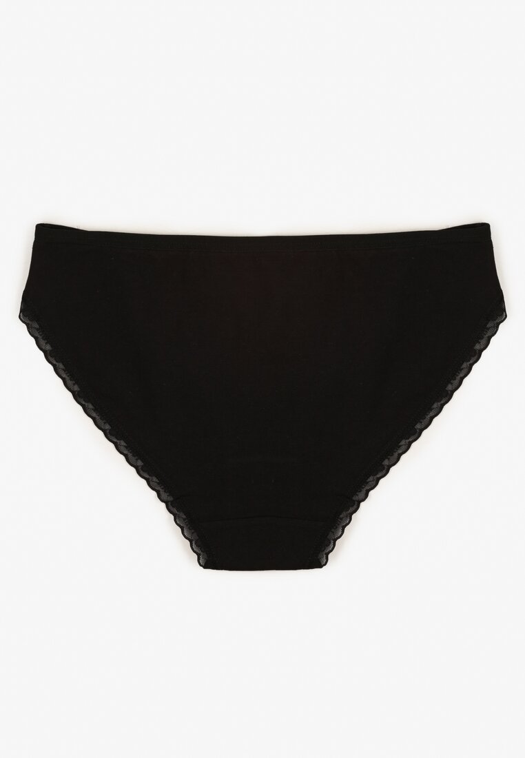 Czarne Bawełniane Majtki Typu Figi z Koronką i Kokardą Zeteria