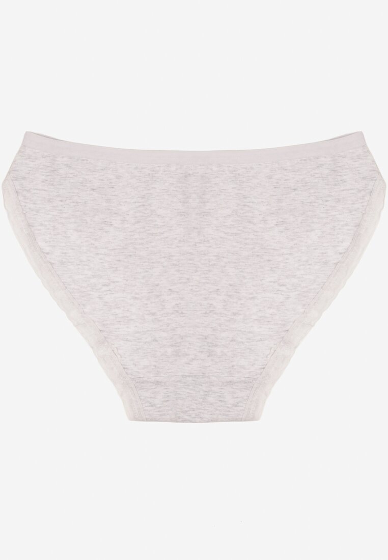 Jasnoszare Bawełniane Majtki Typu Figi z Koronką i Kokardą Zeteria