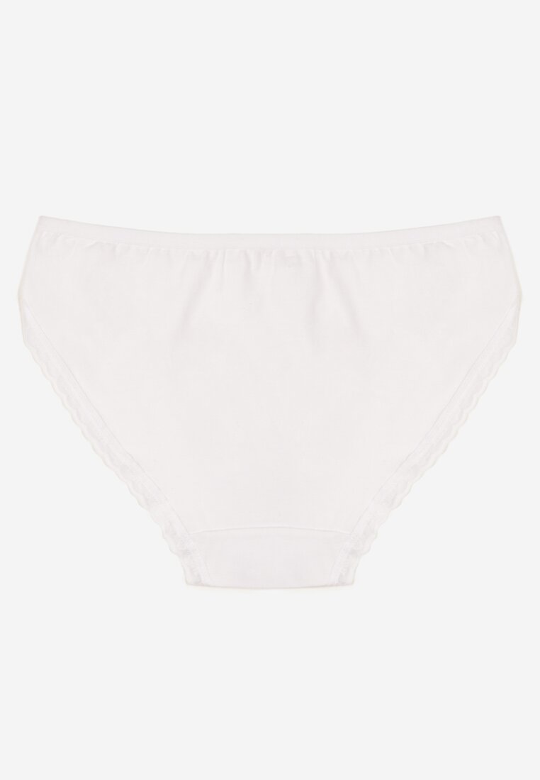 Białe Bawełniane Majtki Typu Figi z Koronką i Kokardą Zeteria
