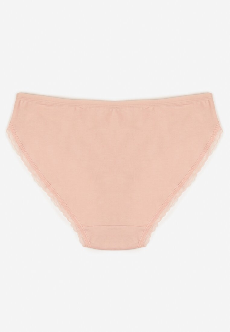 Różowe Bawełniane Majtki Typu Figi z Koronką i Kokardą Zeteria