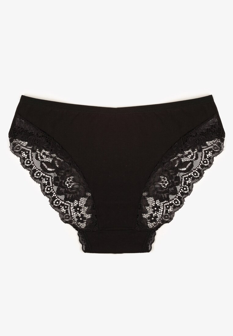 Czarne Majtki Figi Zdobione Koronką Venissella