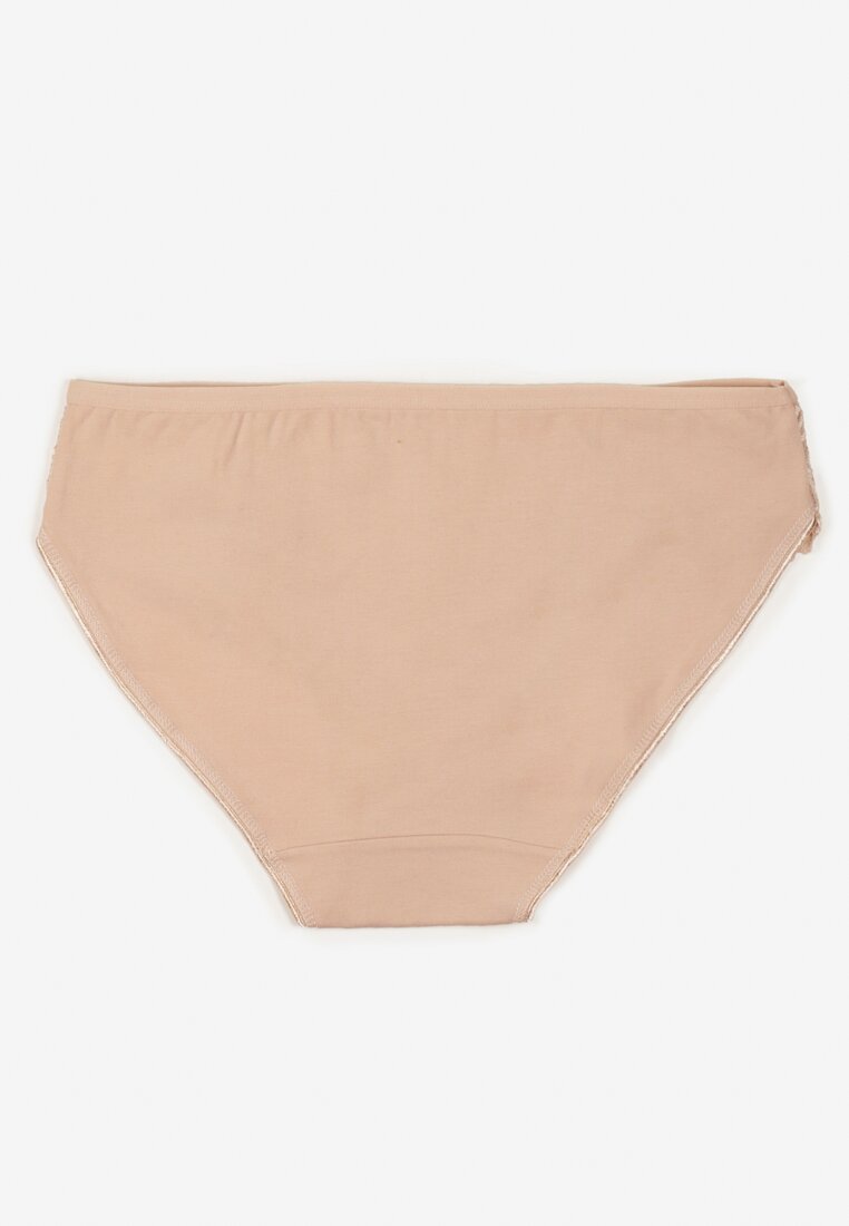 Beżowe Gładkie Majtki Figi z Bawełny Venessila