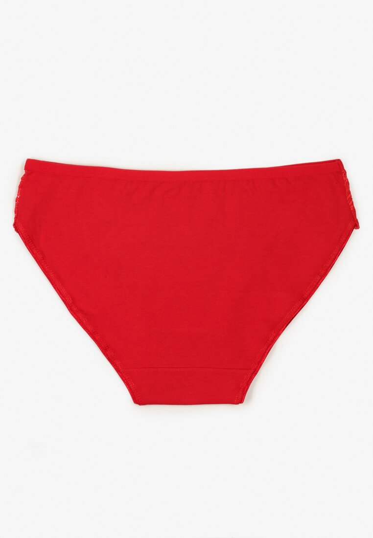 Czerwone Gładkie Majtki Figi z Bawełny Venessila