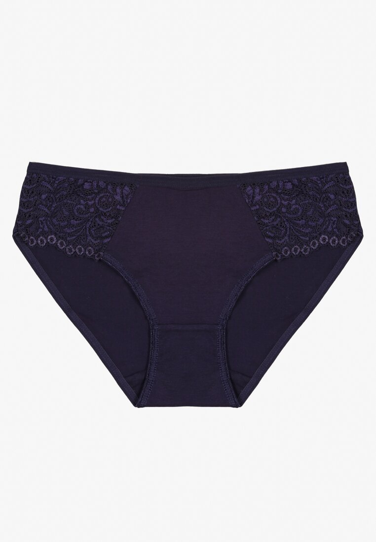 Granatowe Gładkie Majtki Figi z Bawełny Venessila