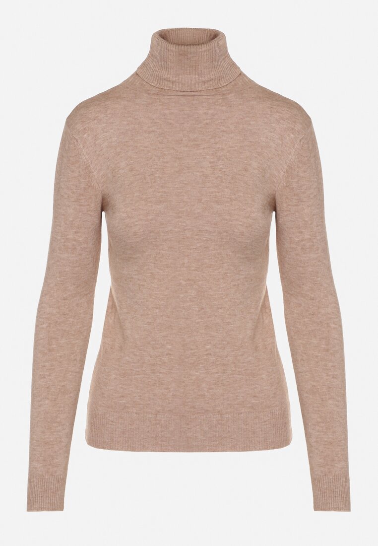 Pulover pe gât Bej