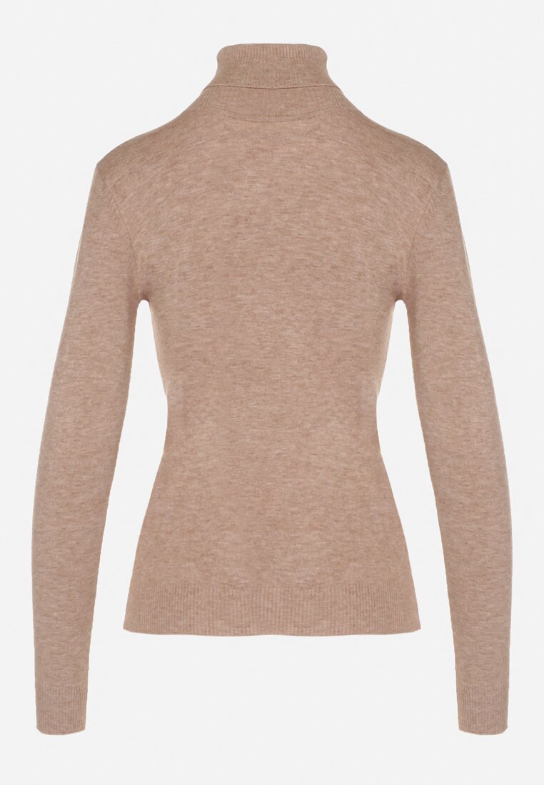 Pulover pe gât Bej