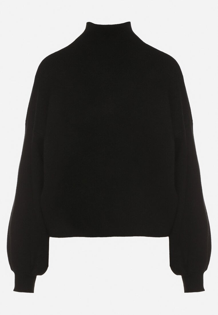 Czarny Golf z Bufiastymi Rękawami Wedelia