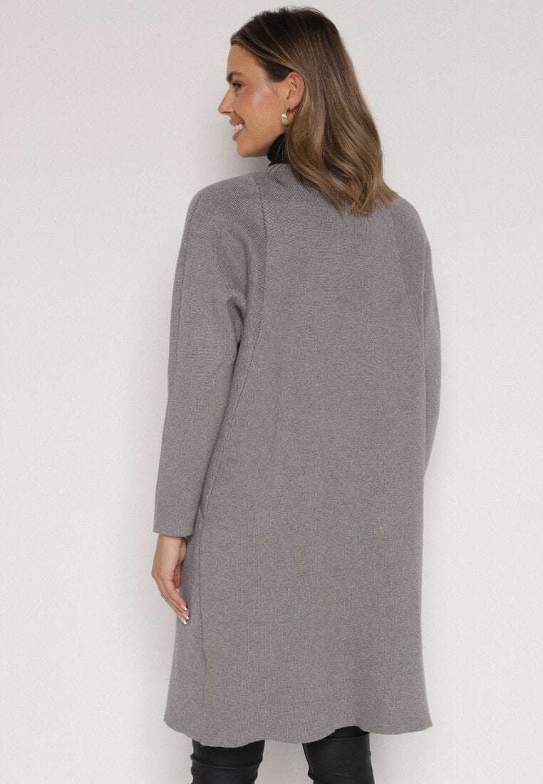 Szary Klasyczny Niezapinany Kardigan Elitusa