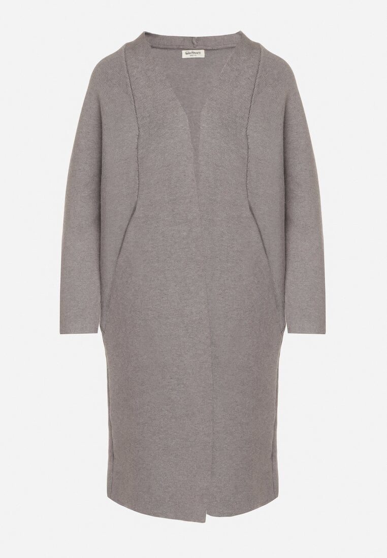 Szary Klasyczny Niezapinany Kardigan Elitusa