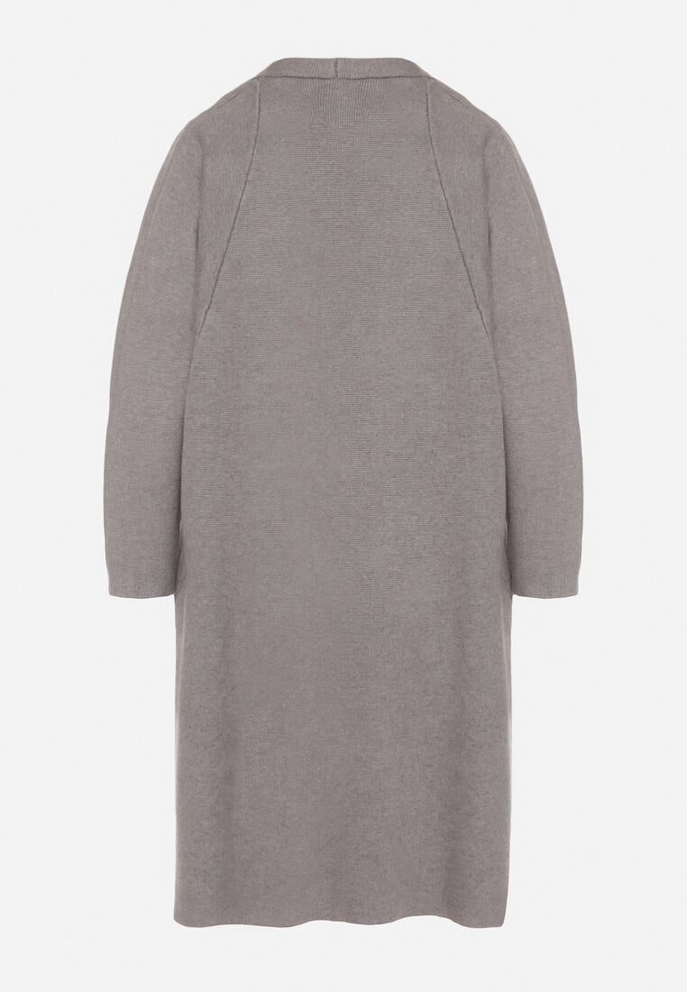 Szary Klasyczny Niezapinany Kardigan Elitusa