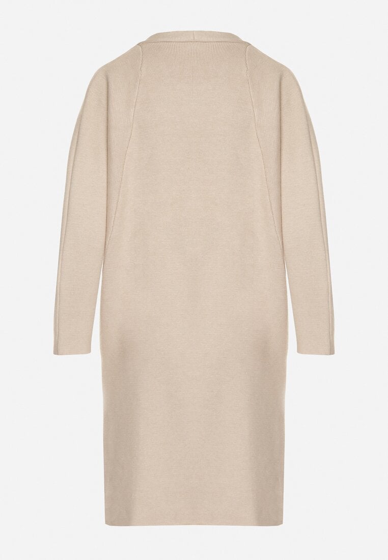 Beżowy Klasyczny Niezapinany Kardigan Elitusa