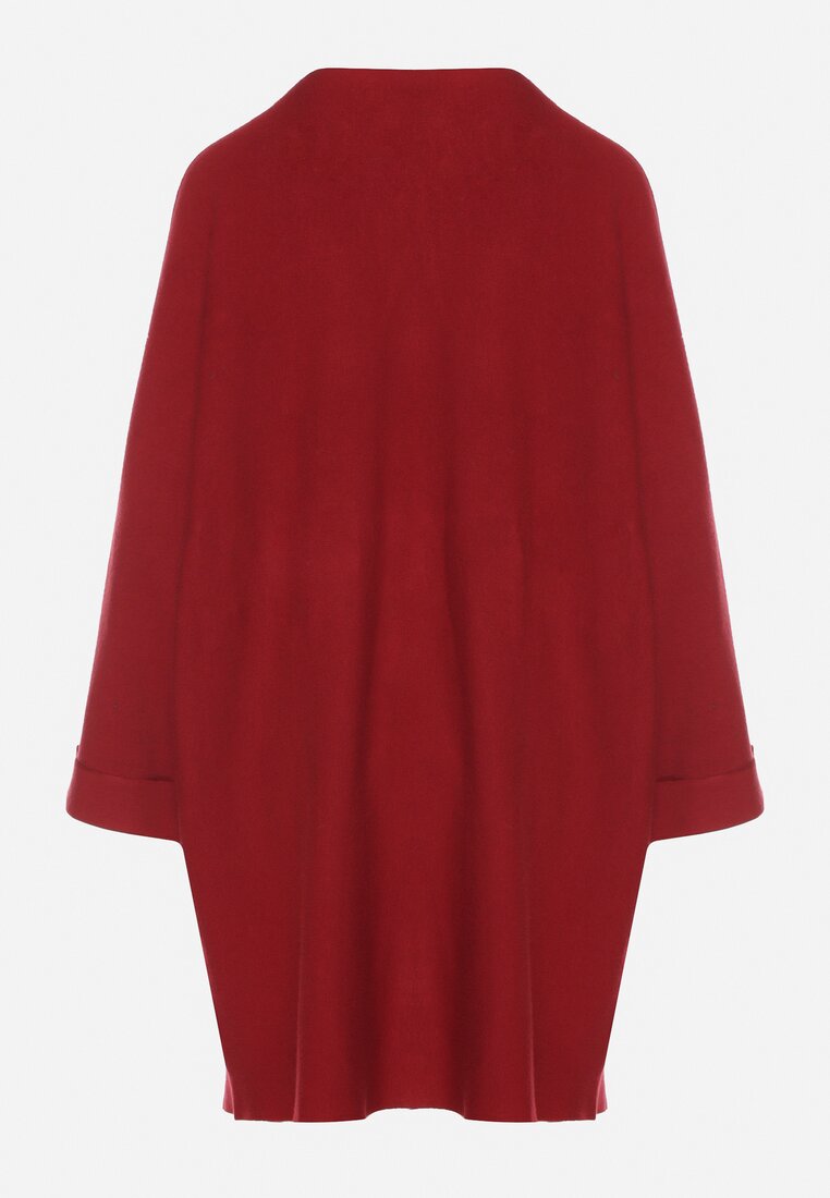Czerwona Sweterkowa Sukienka o Kroju Oversize z Cyrkoniami Tusalia