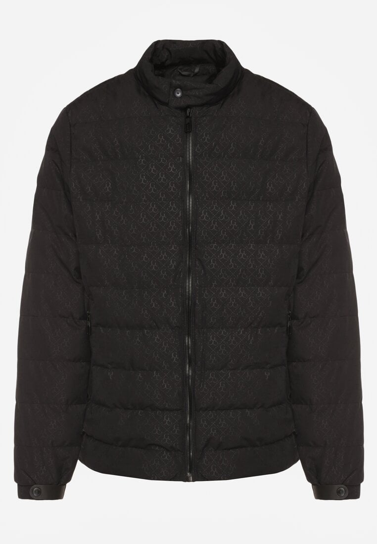 Czarna Pikowana Kurtka ze Stójką i Futrzaną Podszewką Silwedea